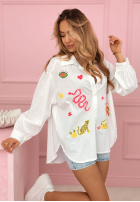 Košeľa z kolorowymi naszywkami Jungle Life Biela