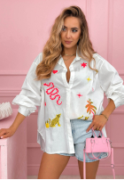 Košeľa z kolorowymi naszywkami Jungle Life Biela