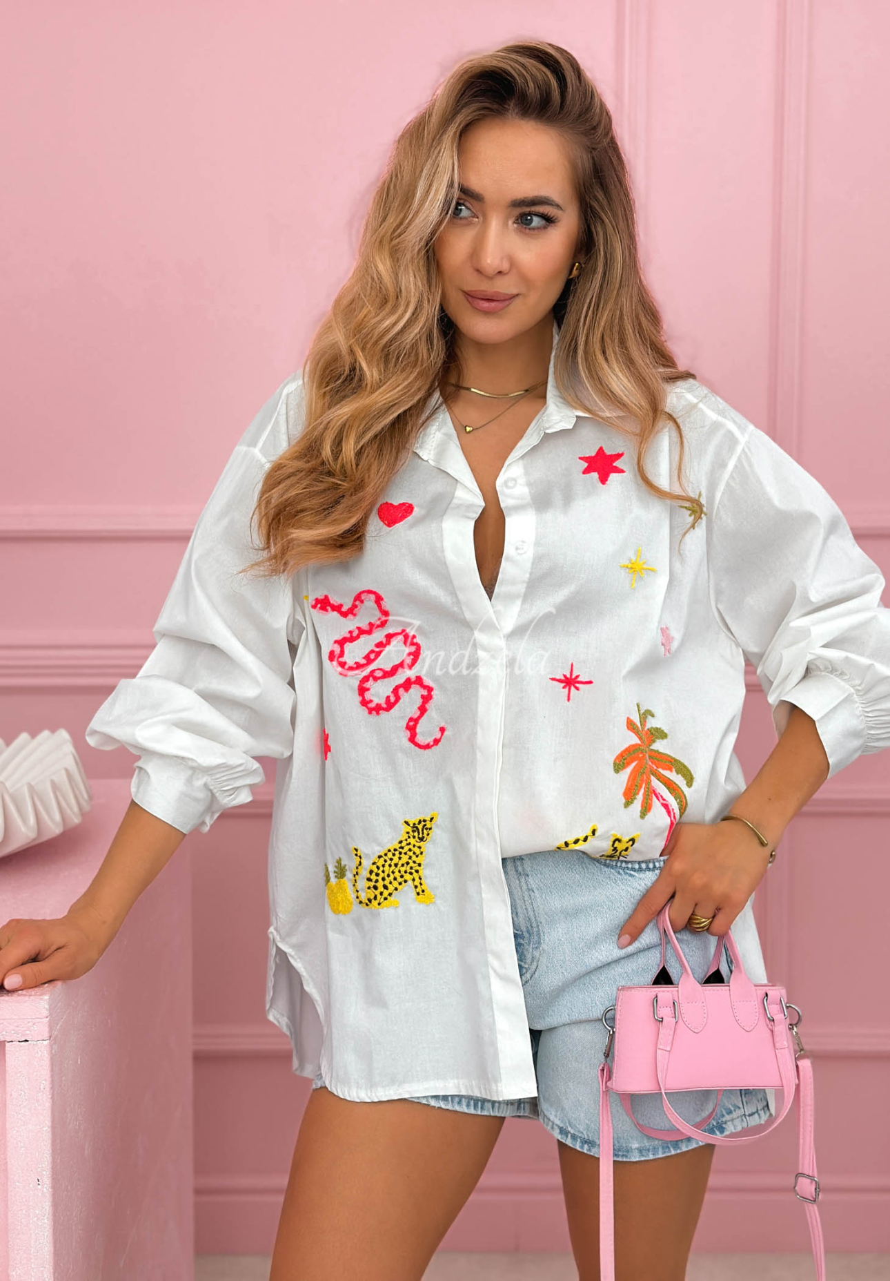 Bavlnené tričko s farebnými nášivkami Jungle Life Biela