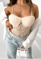 Koronkowe body na ramiączkach Persephone čierne