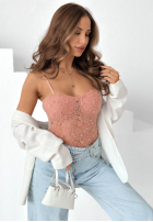 Koronkowe body na ramiączkach Persephone čierne