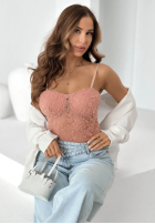 Koronkowe body na ramiączkach Persephone čierne