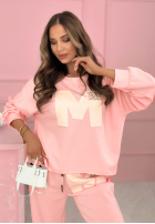 Viskózová mikina s nášivkou Mastermind púdrovo ružová