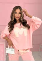 Viskózová mikina s nášivkou Mastermind púdrovo ružová