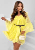 Zwiewna Šaty z falbankami z lyocellu Alive In Spring žltá