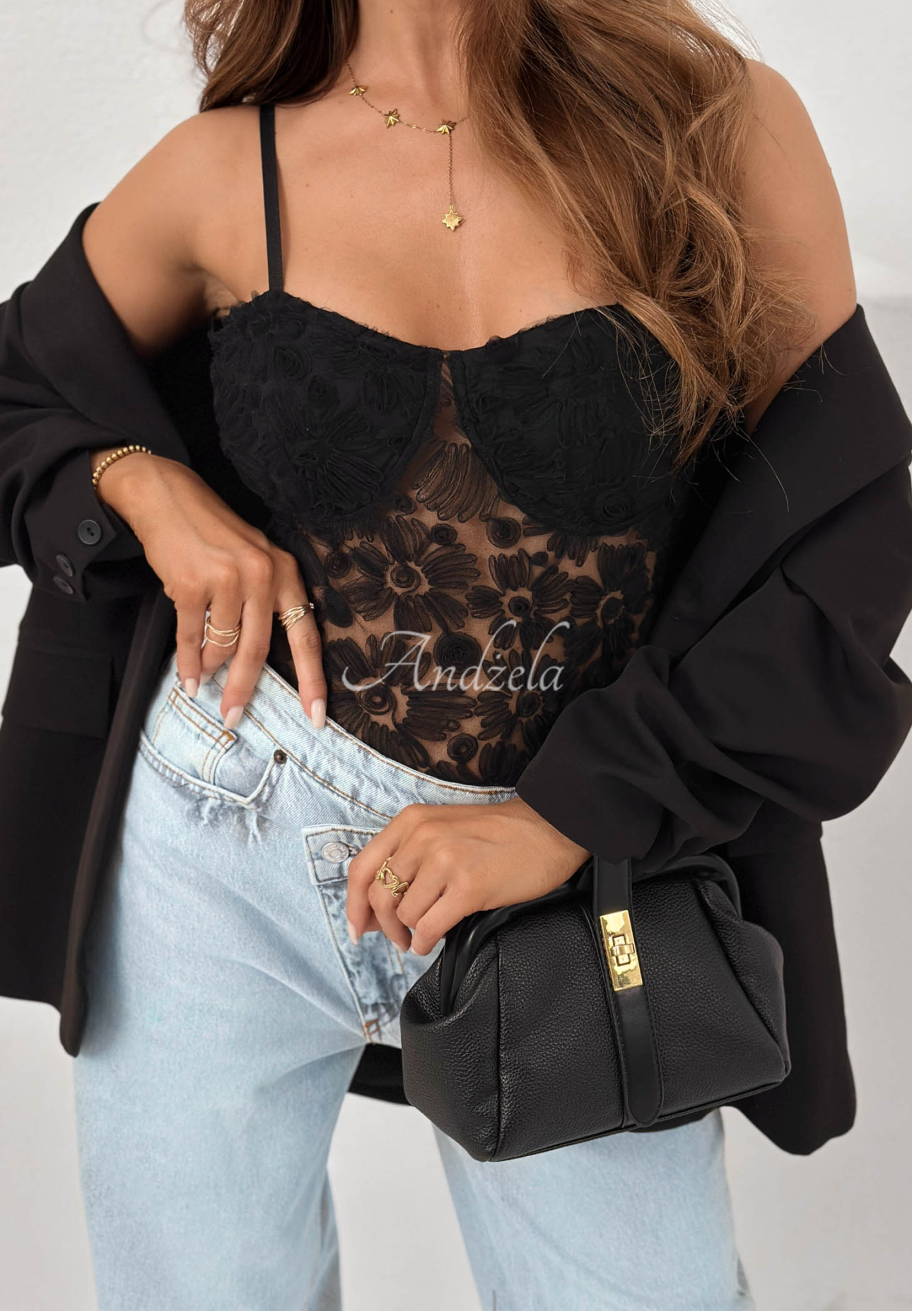 Tylové body na ramienka Laryssa čierne