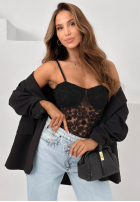 Koronkowe body na ramiączkach Persephone čierne