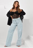 Koronkowe body na ramiączkach Persephone čierne