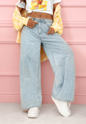 Dž&iacute;nsy wide leg Believe In Today modr&eacute;