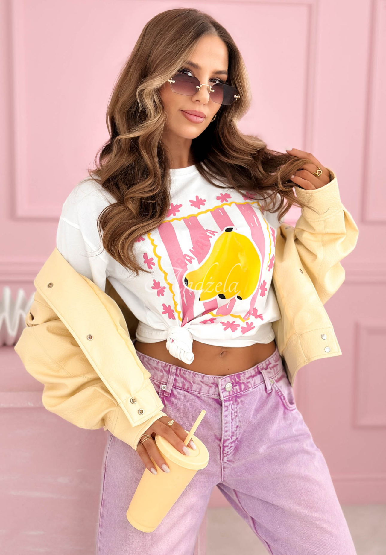 Bavlnené tričko s potlačou Hey Banana Biela