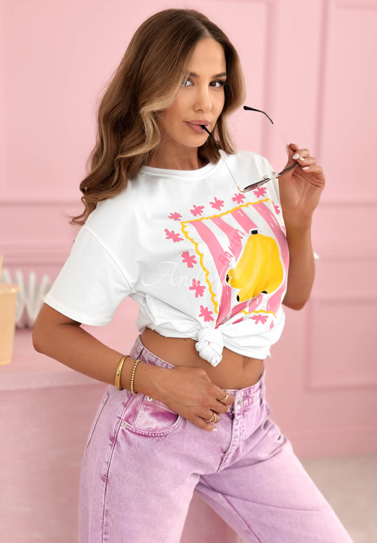 Bavlnené tričko s potlačou Hey Banana Biela