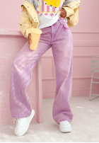 Nohavice džínosové mom fit Leticia ružové