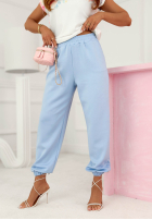 Kwieciste látkové Nohavice Evela béžové