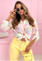 Ażurowa Košeľa w kwiaty Coral Island Biela