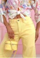 Nohavice džínosové mom fit Spring Whisper žlté
