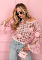 Krótki ażurowy Sveter z różami Lil Rosie žltá