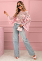 Krótki ażurowy Sveter z różami Lil Rosie žltá