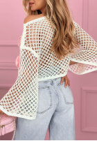 Krótki ażurowy Sveter z różami Lil Rosie žltá