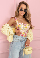 Kwieciste body na ramiączkach Blossom Ballet púdrovo ružová