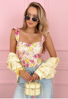 Kwieciste body na ramiączkach Blossom Ballet púdrovo ružová