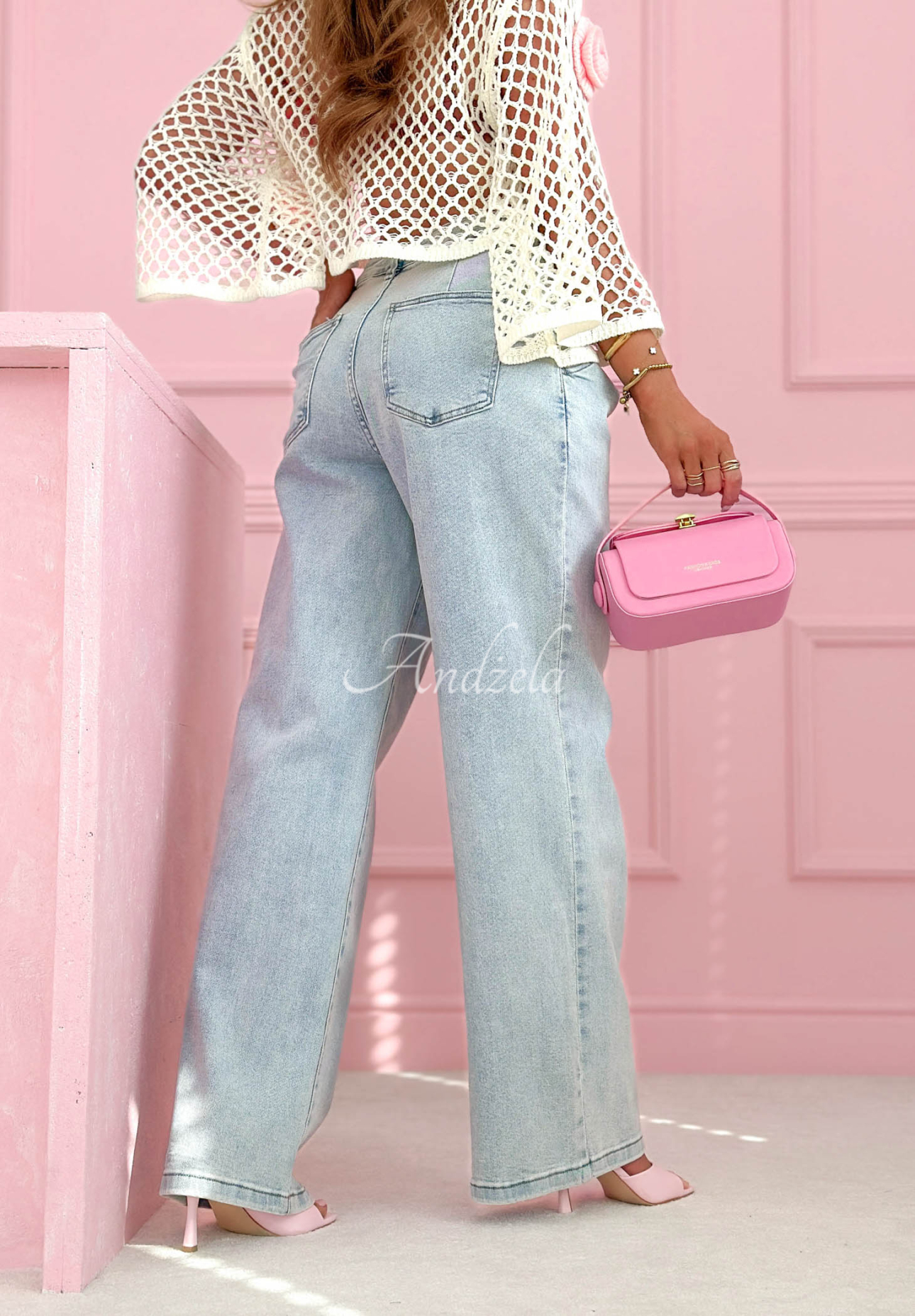 Džínsy wide leg Inspiring Thoughts modré