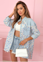 Kwiecista Košeľa z jeansowymi akcentami Kelly blankytná