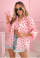 Košeľa w róże Velvet Rose púdrovo ružová