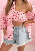 Košeľa w róże Velvet Rose púdrovo ružová