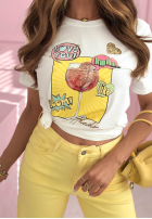 Tričko z nadrukiem Orange Aperol biało-žltá