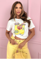 Tričko z nadrukiem Orange Aperol biało-žltá