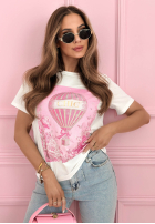 Tričko z nadrukiem Heaven Chic biało-ružový