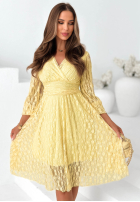 Koronkowa Šaty z marszczoną talią Good Moment žltá