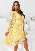 Koronkowa Šaty z marszczoną talią Good Moment žltá