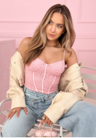 Koronkowy gorsetowy top na ramiączkach Laryssa ružový