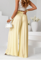 látkové Nohavice wide leg z gumką pasu Tropical Paradise ružové