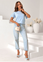 Tričko z ażurowymi rękawkami Maritta púdrovo ružová