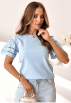 Tričko z ażurowymi rękawkami Maritta púdrovo ružová