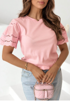 Tričko z ażurowymi rękawkami Maritta púdrovo ružová