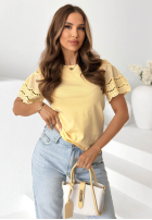 Tričko z ażurowymi rękawkami Maritta púdrovo ružová