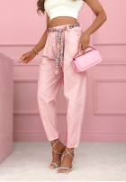 látkové Nohavice z paskiem Soft Blossom Mokka