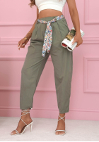 látkové Nohavice z paskiem Soft Blossom Mokka