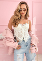 Gorsetowy top z koronką Chloe béžový