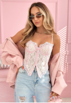 Gorsetowy top z koronką Chloe béžový