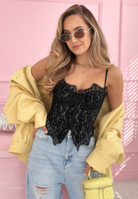 Korzetov&yacute; top s čipkou Chloe čierne