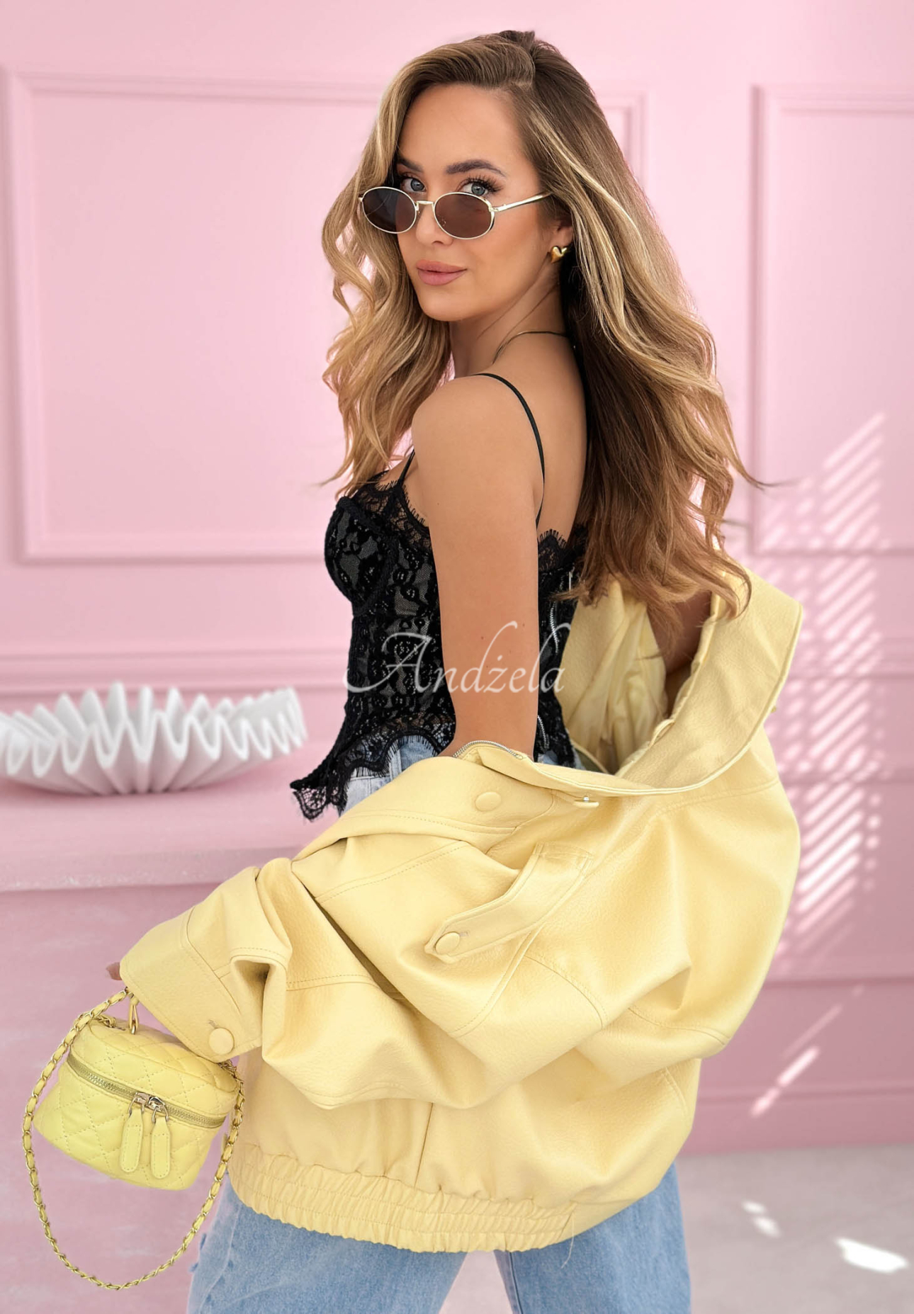 Korzetový top s čipkou Chloe čierne