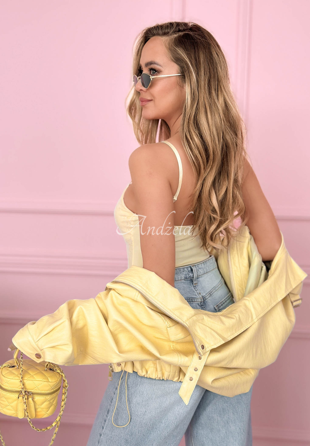 Korzetový top na ramienka Hello Beautiful žltá