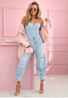 Gorsetowy top z koronką Chloe béžový