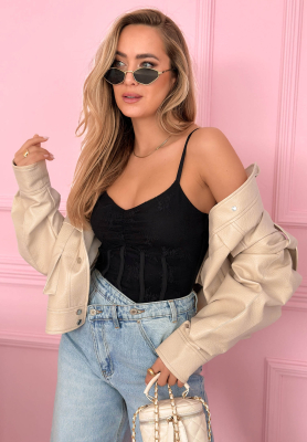 Korzetov&yacute; top na ramienka Hello Beautiful čierne