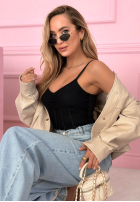 Gorsetowy top na ramiączkach Hello Beautiful ecru