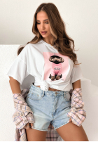 Tričko z nadrukiem Puppy biało-ružový